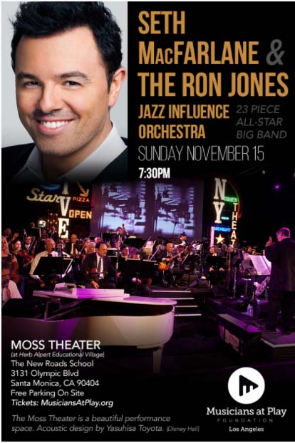 seth macfarlane and the ron jones jazz influence orchestra flyer